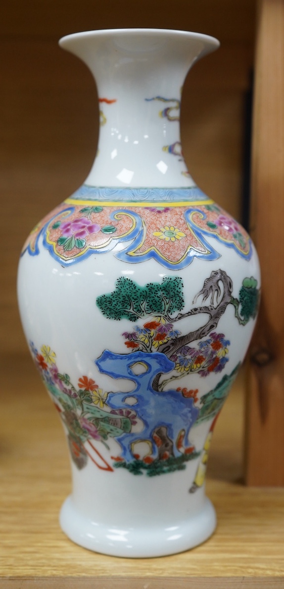 A Chinese famille rose porcelain vase, 26cm high. Condition - good